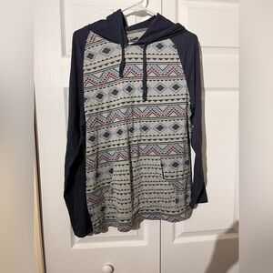 🌸🌸5 for $15🌸🌸Retrofit Navy and Gray Geometric Long Sleeve Hoodie